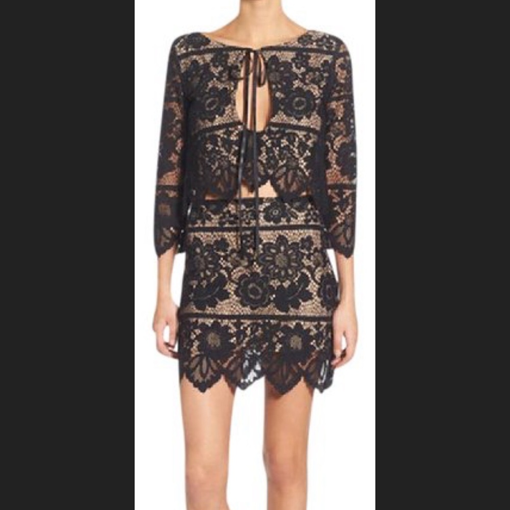 2 PIECE SET-For Love and lemons Gianna,Black- Size Medium